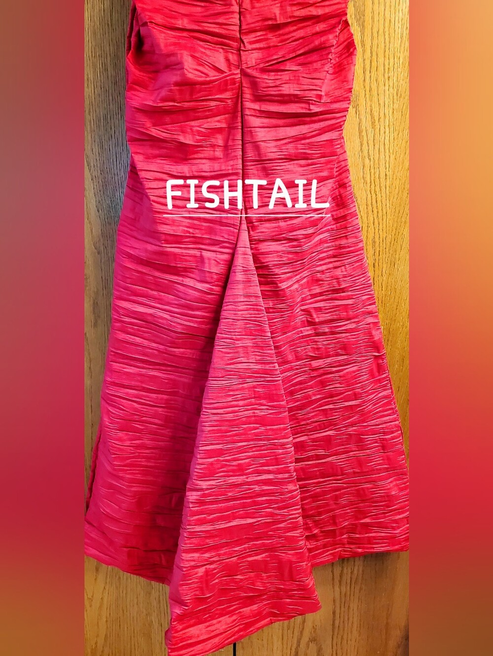 Alex Evening Womens Red Ruched Fishtail Taffeta Gown 12 Formal Wedding Holidays - Picture 5 of 13
